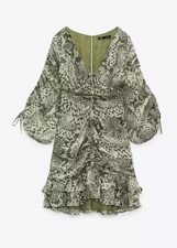 ZARA ANIMAL PRINT DRAPED MINI DRESS Small