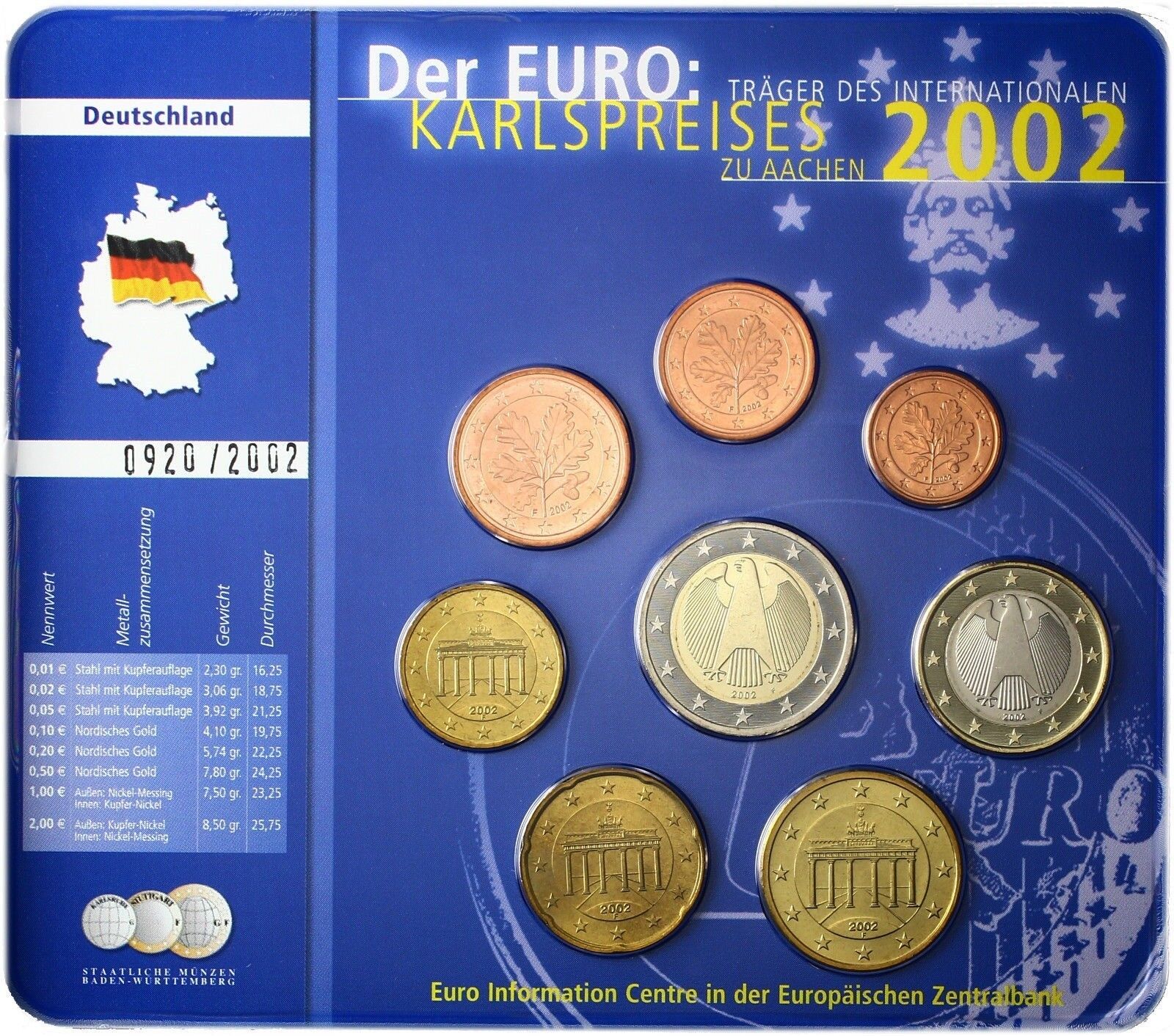 lezing blaas gat De gasten Germany 2002 (F) - Special Edition (BU) 8 Euro Coin Set " " | eBay