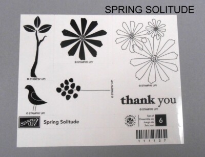 Stampin Up Spring Solitude Set of 6 Wood Mount Stamps