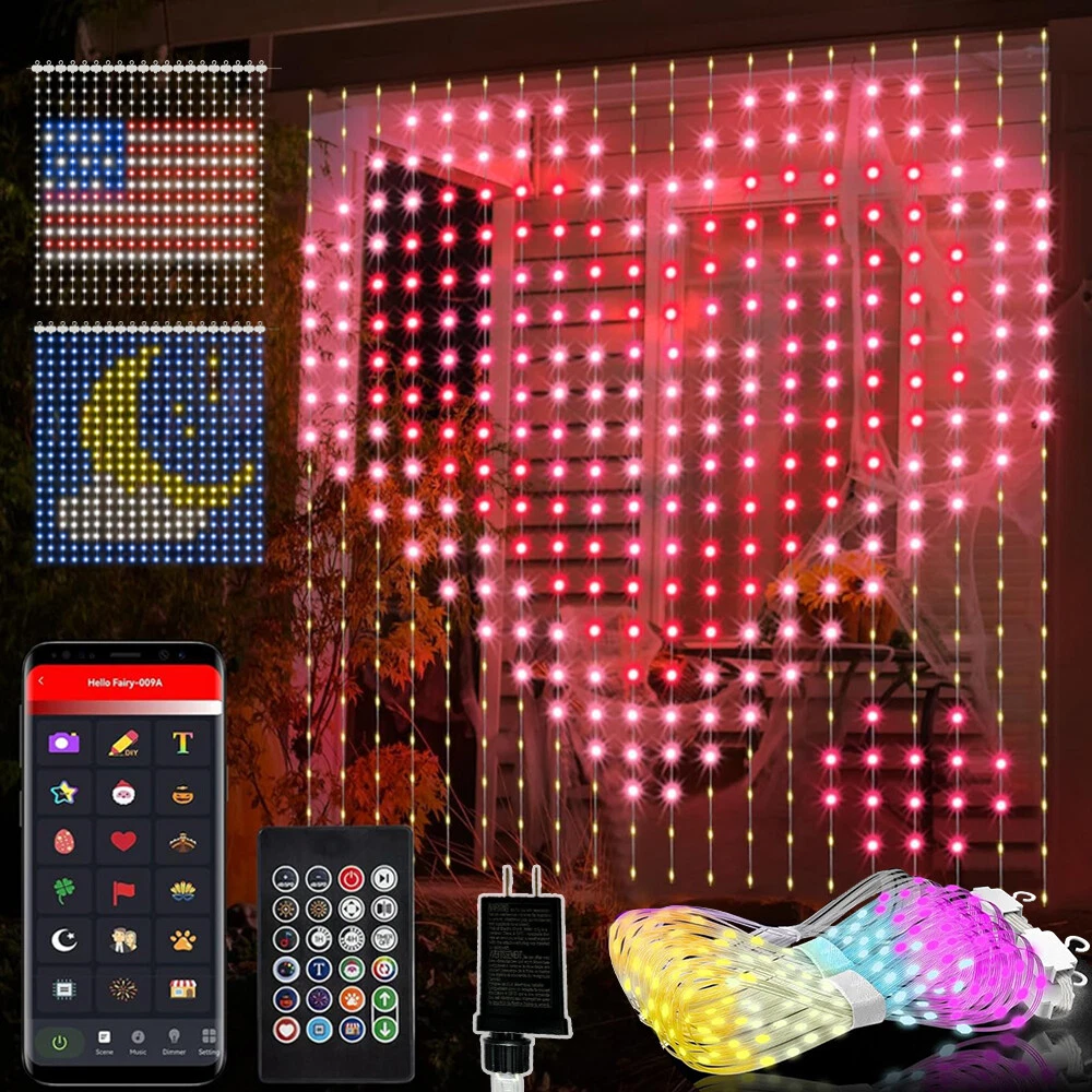 400LED 6.6ft Curtain String Lights Smart & Remote Fairy Wall Waterproof Decor
