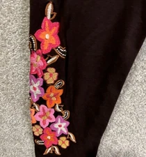 Brazil Roxx Leggings Embroidered Brown Floral Brazilroxx Size M $150+ MSRP