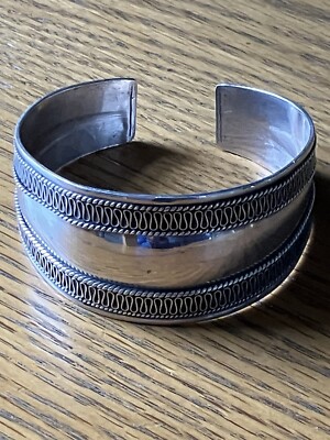 Verziertes gewebtes handgefertigtes verstellbares Armreif Armband Sterlingsilber 925