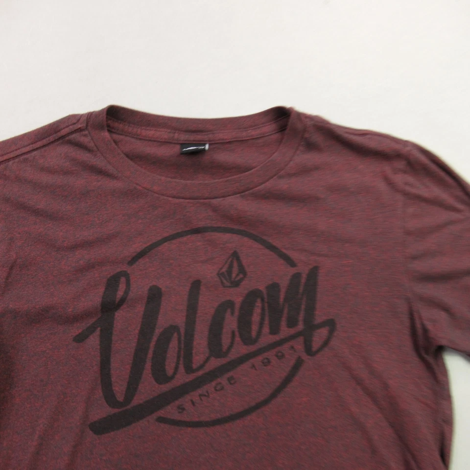 Volcom Shirt Boys Large Short Sleeve Casual Crew Neck Lightweight Maroon - Image 2 of 4