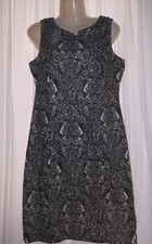 NICE TALBOT'S PETITES BLACK/WHITE PAISLEY COTTON MODAL DRESS SZ 8P