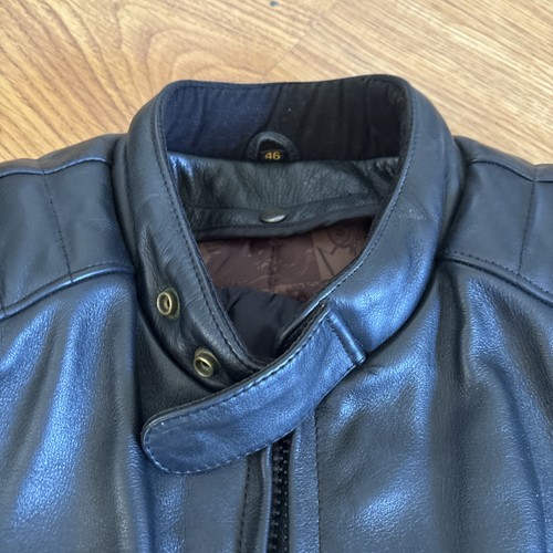 First Gear Hein Gericke Mens 46 Leather Motorcycle Jacket Armored Black Liner - Picture 2 of 9