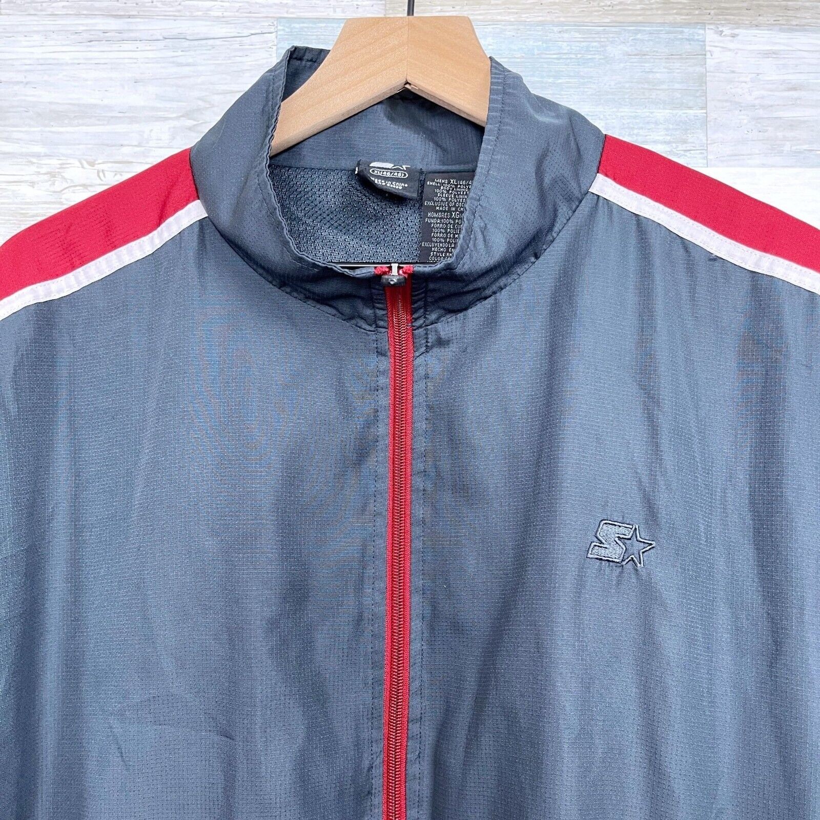 Starter Basic Track Jacket Black Red Full Zip Moc… - image 2