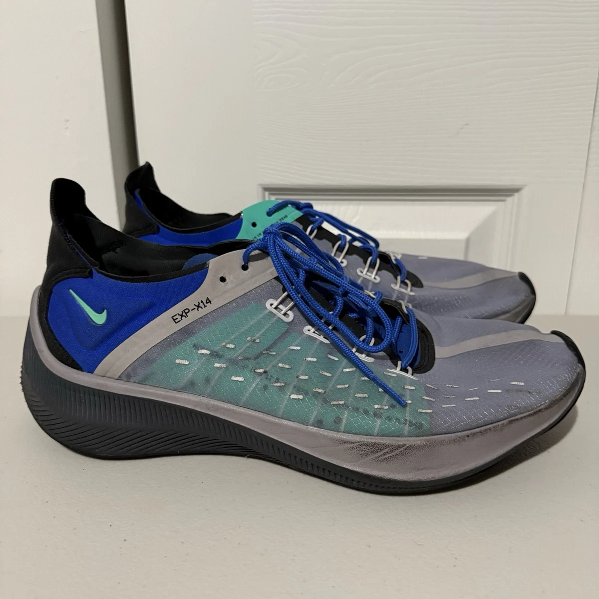 Rare Nike EXP-X14 Sneakers Blue Size 8.5 ID A01554-005 Black Soles 2018 Nike EXP-X14 Blue Force for Sale | Authenticity Guaranteed  main image 4