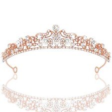 Wedding Tiara Crowns for Women Rhinestone Princess Crown Bridal Rose Gold