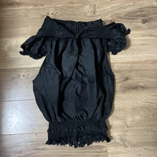 USED ISSEY MIYAKE APOC OFF-THE-SHOULDER BLACK SLEEVELESS TOP GOOD