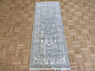 2'5 x 6'3 Runner Hand Knotted Gray Modern Oushak Oriental Rug G16742