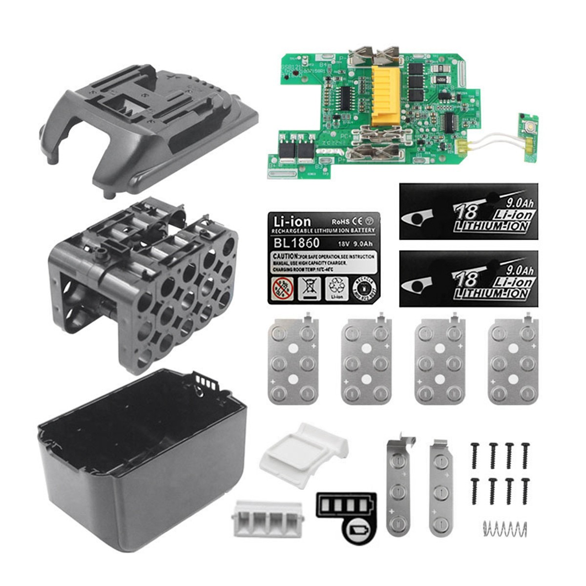 BL1890 Li-ion Battery Case PCB Charging Protector Board Box for 18V 9.0Ah 186503076