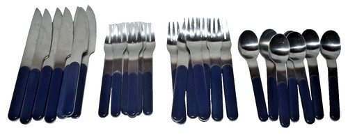Dansk Summer House Navy Blue Plastic Handle Stainless Steel Flatware Lot 27 Pcs.