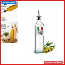 Olive Oil Dispenser Bottle 16 oz Glass with Stainless Steel Spout Drip Free
