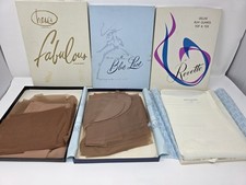 8 Pair Vintage Stockings Nylons NUDE WHITE OPAQUE PIN UP BOXES NEW OLD STOCK