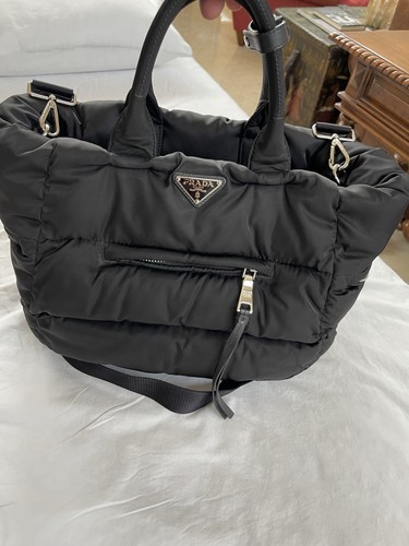 PRADA Enameled Metal Bomber Bag Shoulder Bag large