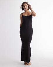 Quince Women Tencel Rib Knit Maxi Slip Dress Black S