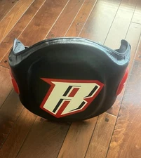 Boxing Gear Protective RevGear Belly Pad Belt Muay Thai Kick Leather Black Red