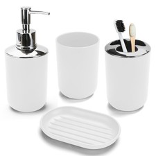4 Pcs White Bathroom Accessories Set,Bohemian Bathroom Toothbrush Holder Set....