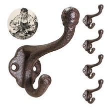 Rustic Cast Iron Coat Hooks Wall Mounted, Farmhouse Decorative Wall Hooks for...