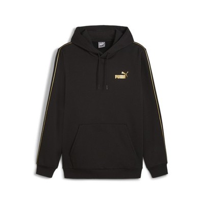 PUMA Essentials Tape Minimal Gold Pullover Hoodie Mens Black Casual Outerwear 63