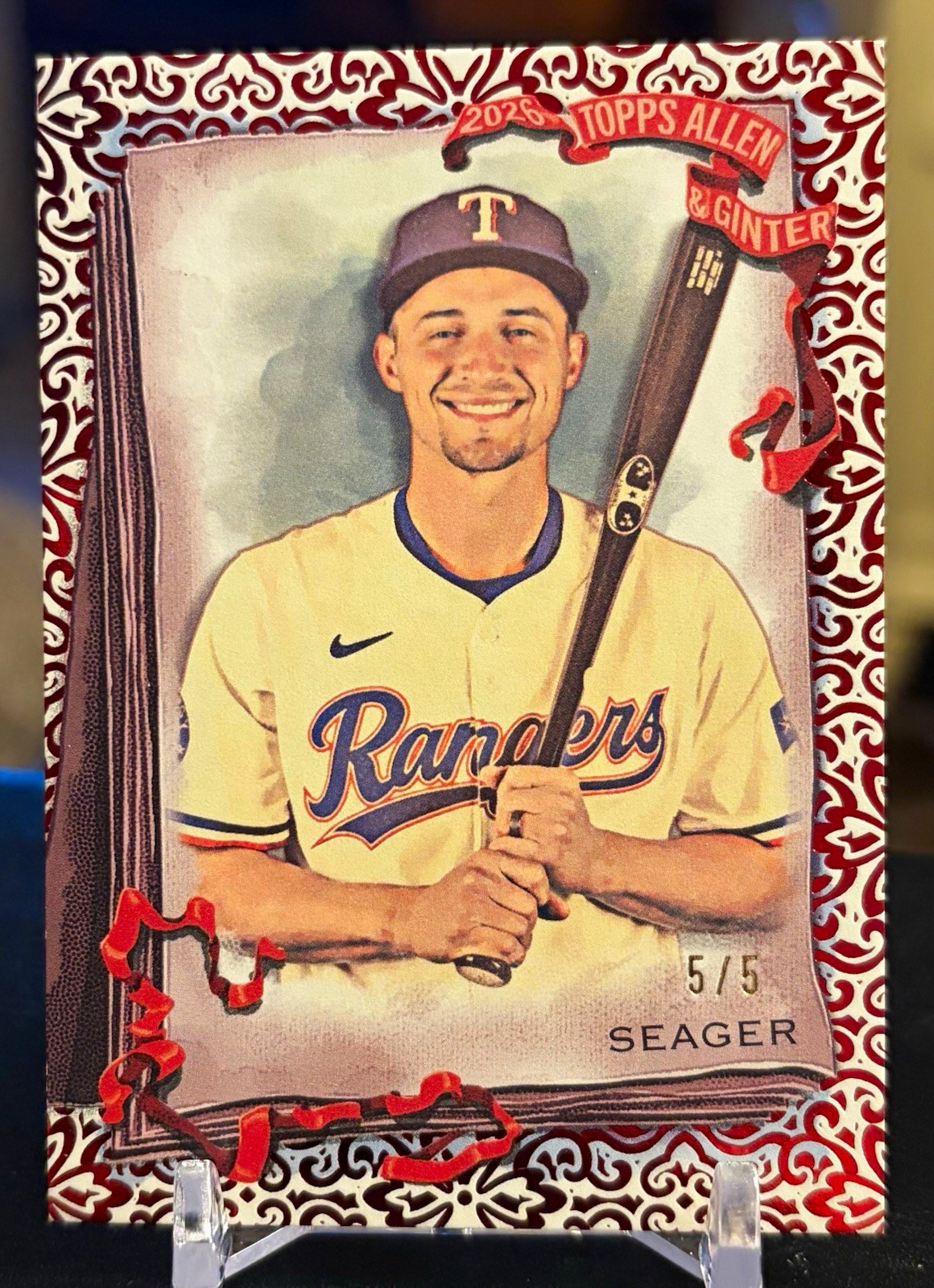 Topps 2026 Allen & Ginter Baseball Corey Seager #91 Rangers Red 5/5! Bookend!