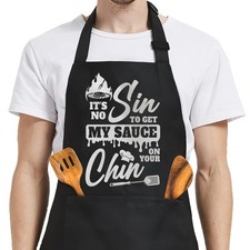 Funny Mens Aprons With Pockets For BBQ Grilling Cooking Birthday Fathers Day