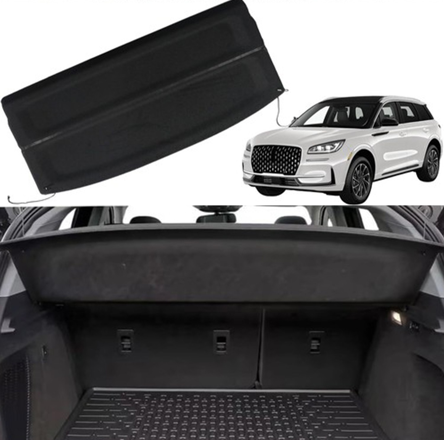 Trunk Cargo Cover For Lincoln Corsair 20-2024 Rear Non-Retractable Luggage Shade