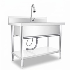 40" Silver Free Standing Commercial Stainless Steel Kitchen Utility Sink