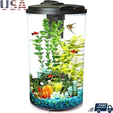 6 Gallon Aquarium Kit LED Light Cylinder Impact Resistant Plastic Fish New