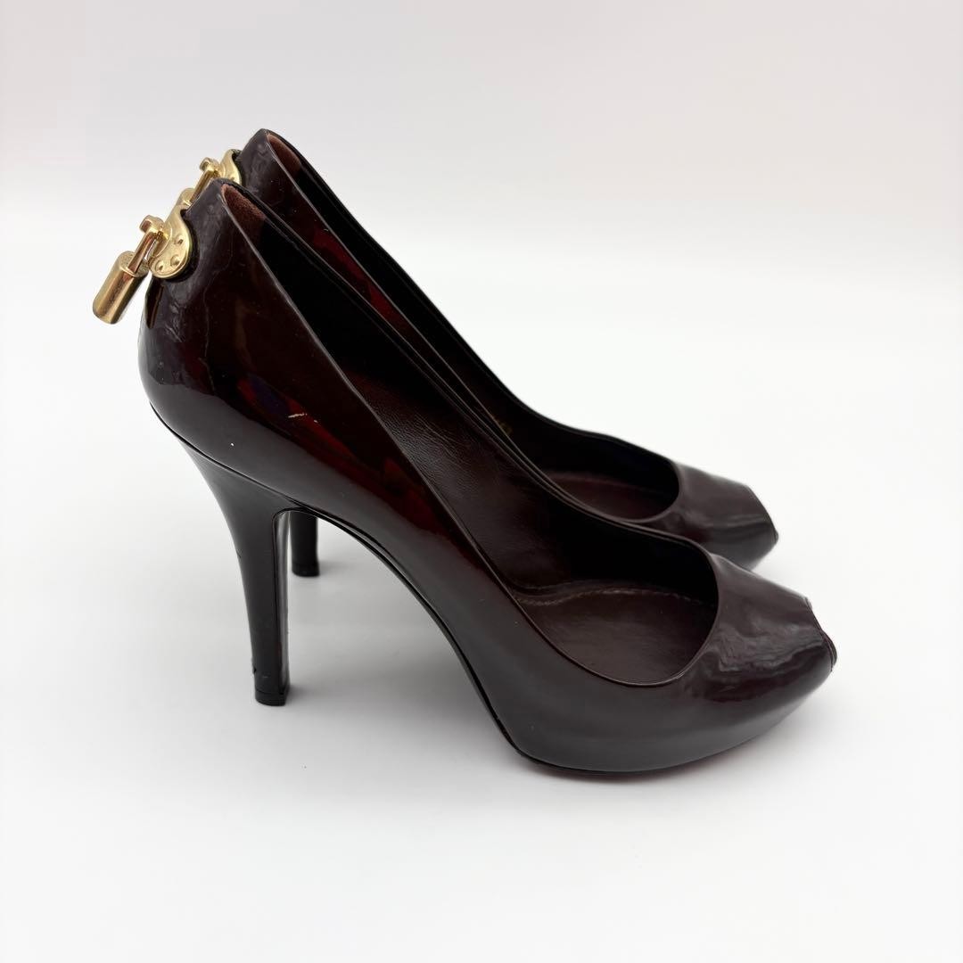 LOUIS VUITTON Pumps Heel Leather Dark Brown EU 35.5 135340K Authentic thumbnail 9