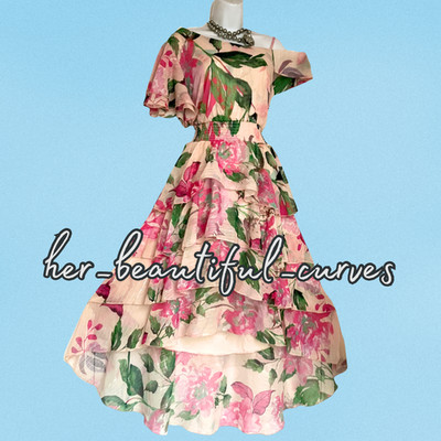 QUIZ ONE SHOULDER BLUMEN SCHIMMERNDE FÄDEN HOCH NIEDRIG PARTYKLEID GRÖSSE 16
