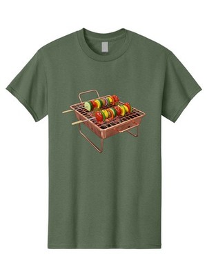 Vegetable-Skewers Mens Graphic Tee, 100% Cotton, Casual Summer Wear