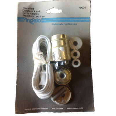 Angelo Brothers 70025 Make-A-Lamp Kit Electrified Candlestick & Bottle Adapter