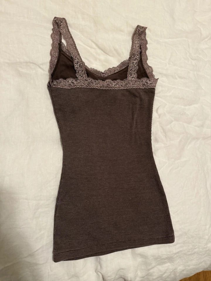 Camiseta sin mangas vintage Y2K años 2000 Abercrombie and Fitch encaje marrón talla S Foto 4 de 4