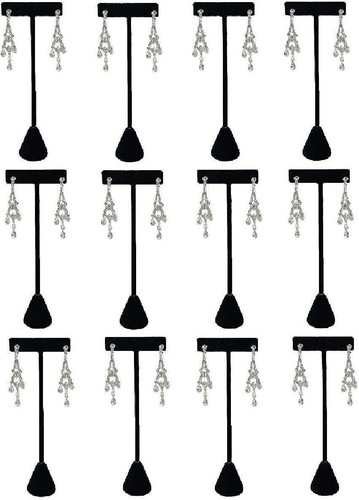 Tall Black Faux Velvet Earring T Stand Display T Shape Showroom, Tradeshow,... - Picture 3 of 8