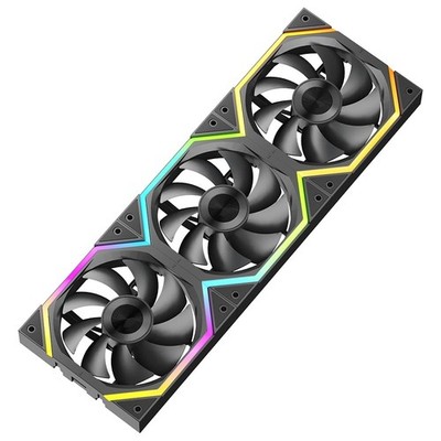 Jungle Leopard Galaxy 120mm PC Case Fan, ARGB and PWM, Reverse, Black (3-Pack)