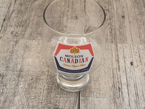 Vintage Footed Stackable Molson Canadian Lager Beer Glass Pristine Rare Style - Picture 5 of 13