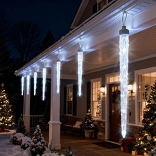 20 Twinkling Icicle Lights Tubes Outdoor 20 ft 90 LED Waterproof Christmas Hang