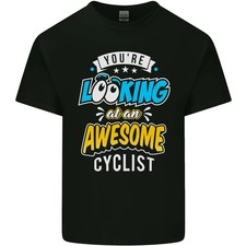 Camiseta de algodón ligero Cycling Looking at an Awesome Cyclist para hombre