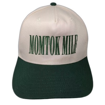 OTTO 5 Panel Hat Beige Green OS MOMTOK MILF Embroidered Snapback Adjustable