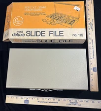 LOGAN De Luxe SLIDE FILE metal tray storage #115 300 paper 150 glass 2x2