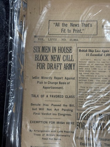 1918 MARCH 14 NEW YORK TIMES - GERMAN TROOPS NOW OCCUPY ODESSA - With COA - Picture 4 of 12