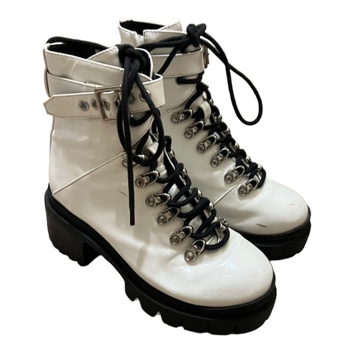 Jeffrey Campbell Czech White Ankle Boots, Size 6 – Combat Lug Sole Platform - Picture 8 of 15