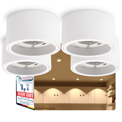 4 Stück CELI-X Aufbauleuchte flach weiß rund Aufbauspot Deckenlampe GX53 Fassung