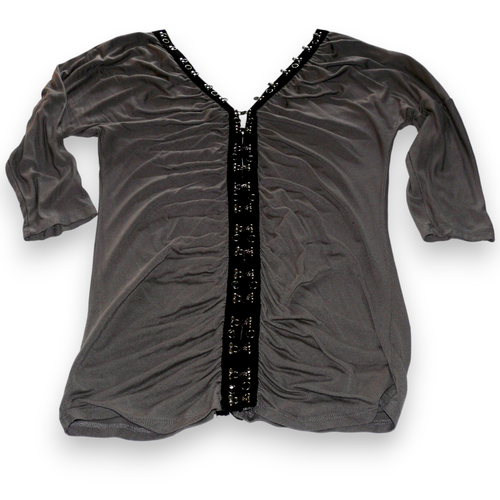 Soul Revival Top Gray Studded Hook Eye 3/4 Sleeves Adjustable Size Medium - Picture 2 of 9