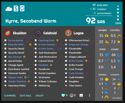 Keyforge 92 SAS Deck - Aember Skies