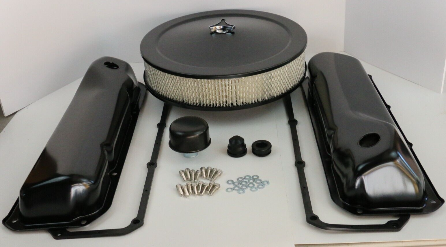 Ford 351C 351M 400M Black Engine Dress Up Kit Valve Covers 14" Air