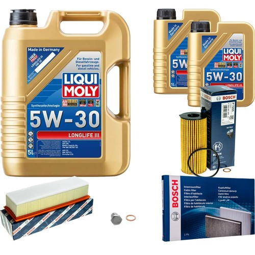 BOSCH Inspektionspaket 7 L Liqui Moly Longlife 3 5W-30 für BMW 5er Touring 520d