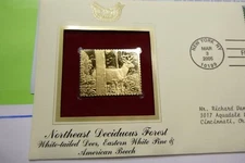 WHITE-TAILED DEER DECIDUOUS FOREST 2005 1ST DAY USPS 22KT GOLD STAMP SET P-2