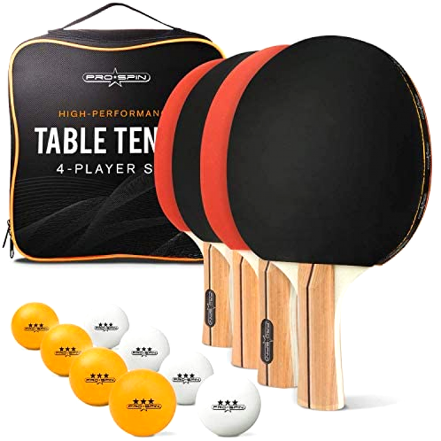 Ping Pong Paddles High Performance Set 4 Table Tennis Rackets 8 Balls